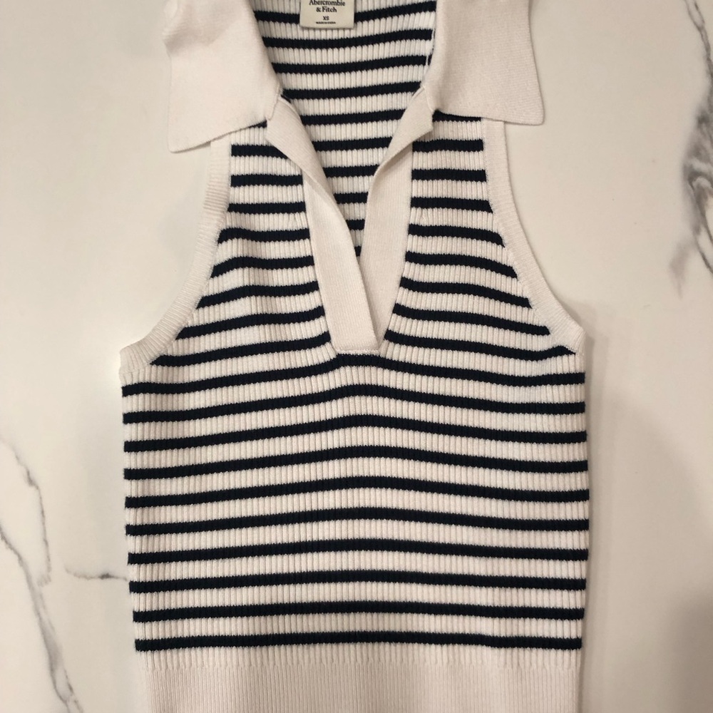 Abercrombie & Fitch Black and White Striped Tank Top